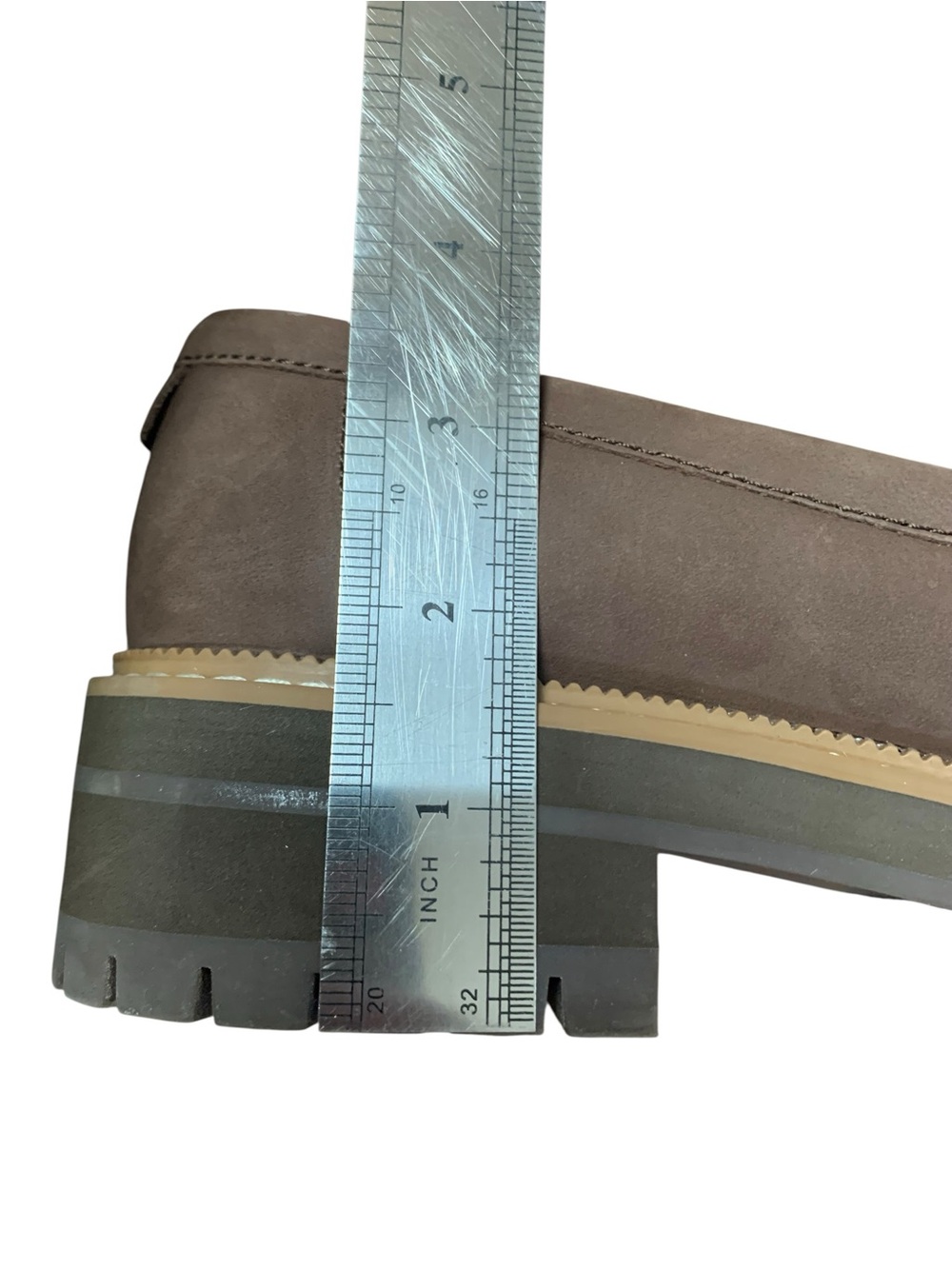 Toms size 9 heeled chunky Women's Brown Nubuck Penny Loafers - Picture 9 of 10